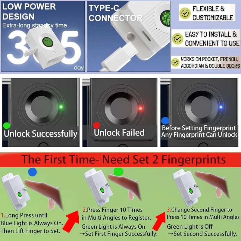 Bstsilver Fingerprint Fridge Lock 20User – product photo 8 of 9