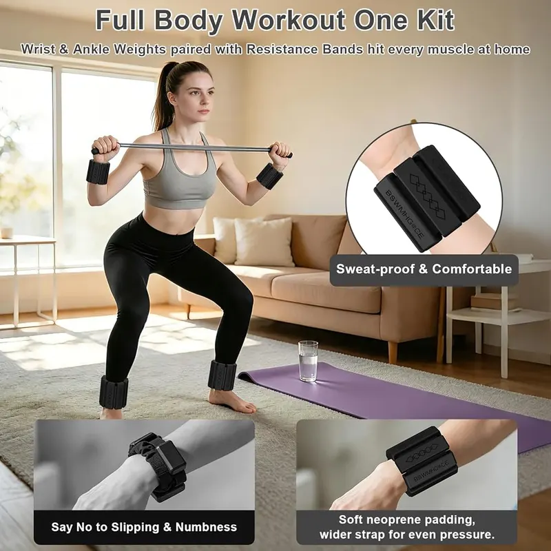 BSWMHG@CE 2LBS Adjustable Silicone Wrist & Ankle – Comfortable silicone exterior material
