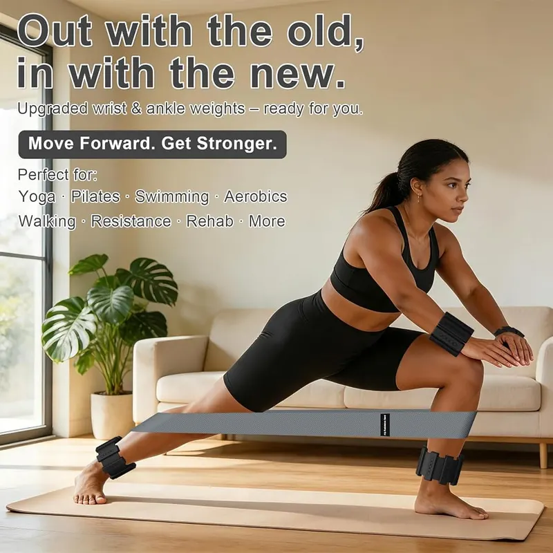 BSWMHG@CE 2LBS Adjustable Silicone Wrist & Ankle – Designed for Pilates and travel workouts