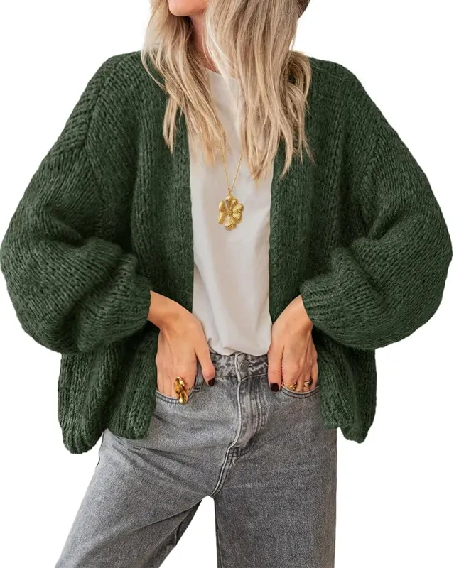BTFBM Cardigan Sweaters Army Green Small in Army Green