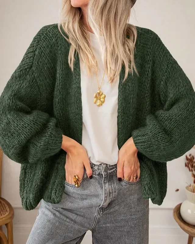BTFBM Cardigan Sweaters Army Green Small – Ribbed cuff long sleeves