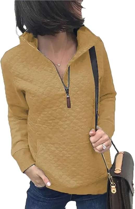BTFBM Casual Quarter Zip Sweatshirt in Apricot