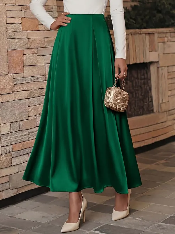 BTFBM Satin Maxi Skirts – High-waisted satin maxi skirt
