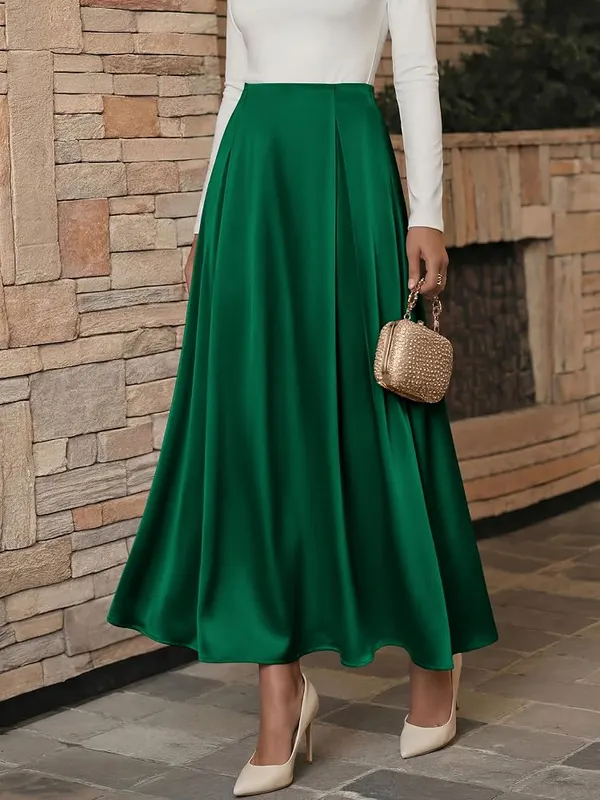 BTFBM Satin Maxi Skirts – Back waist elastic band