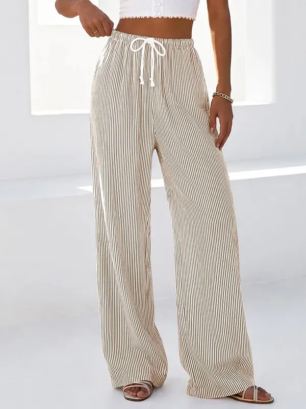 BTFBM Womens Pants Fall Striped Palazzo Pant – Two side pockets