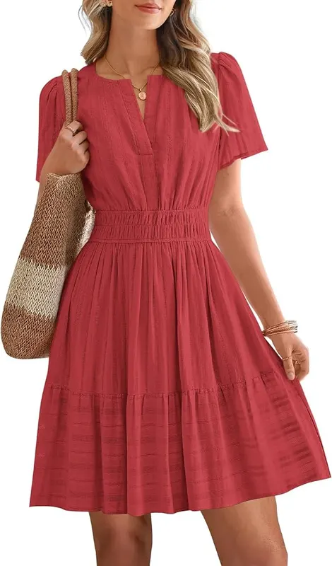 BTFBM Womens Summer 2026 Casual Mini Dresses in Red