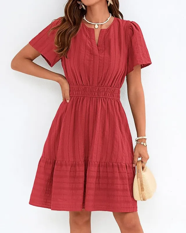 BTFBM Womens Summer 2026 Casual Mini Dresses – A line tiered skirt