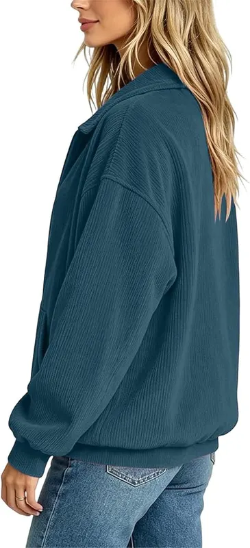 BUERCWS Women Lapel Zip Up Corduroy Jacket – product photo 7 of 8