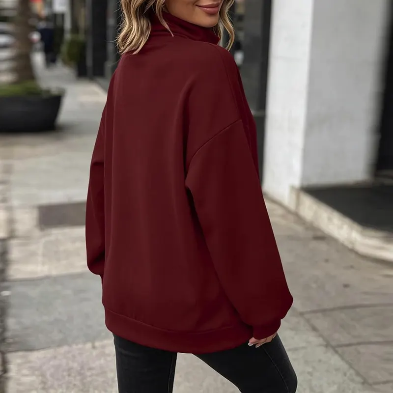 BUERCWS Womens Oversized Mock Neck Sweatshirts Long – Slouchy mock half turtleneck design