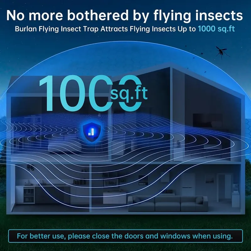 BURLAN Flying Insect Trap – Ten glue board refills included