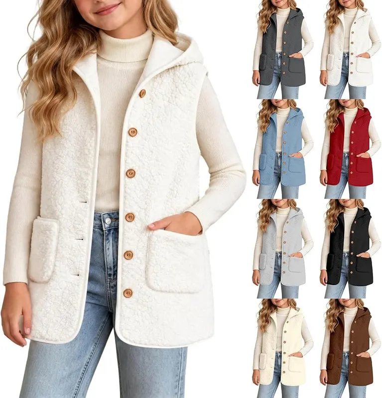 Bwaydeg Long Fleece Vest in #White