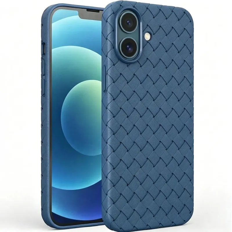 Callyue Braided Woven Soft TPU Case Blue iPhone 16 in Blue