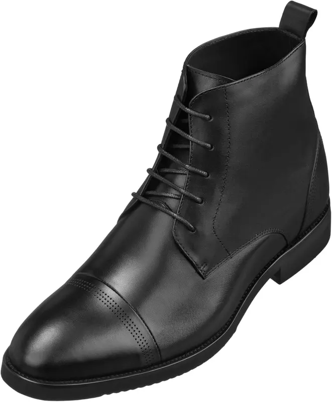 CALTO Men’s Invisible Height Increasing Elevator Shoes in Black