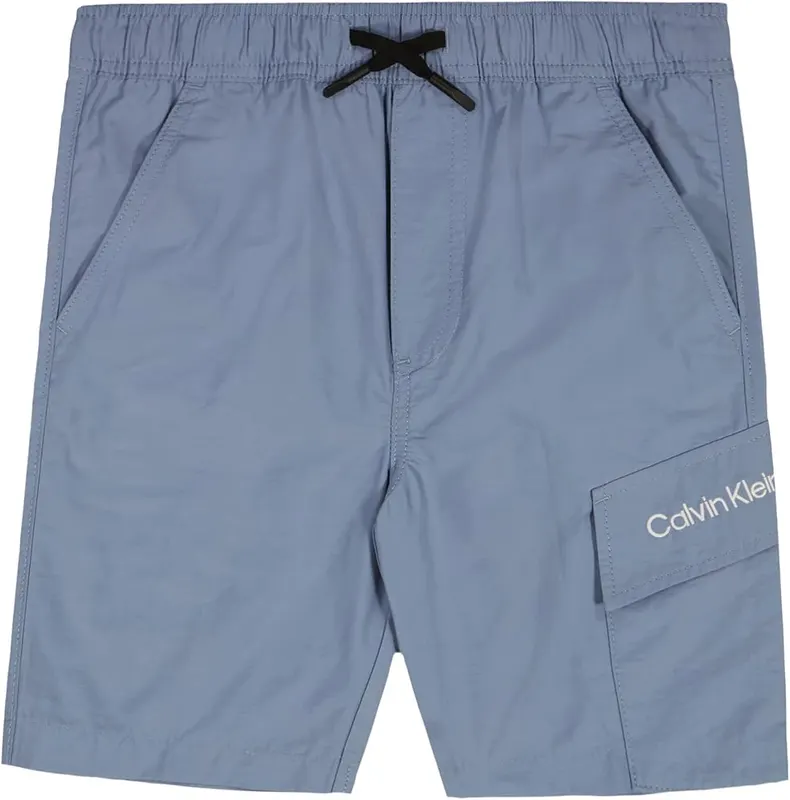 Calvin Klein Boys’ Pull-On Cargo Short in Tech Faded Denim