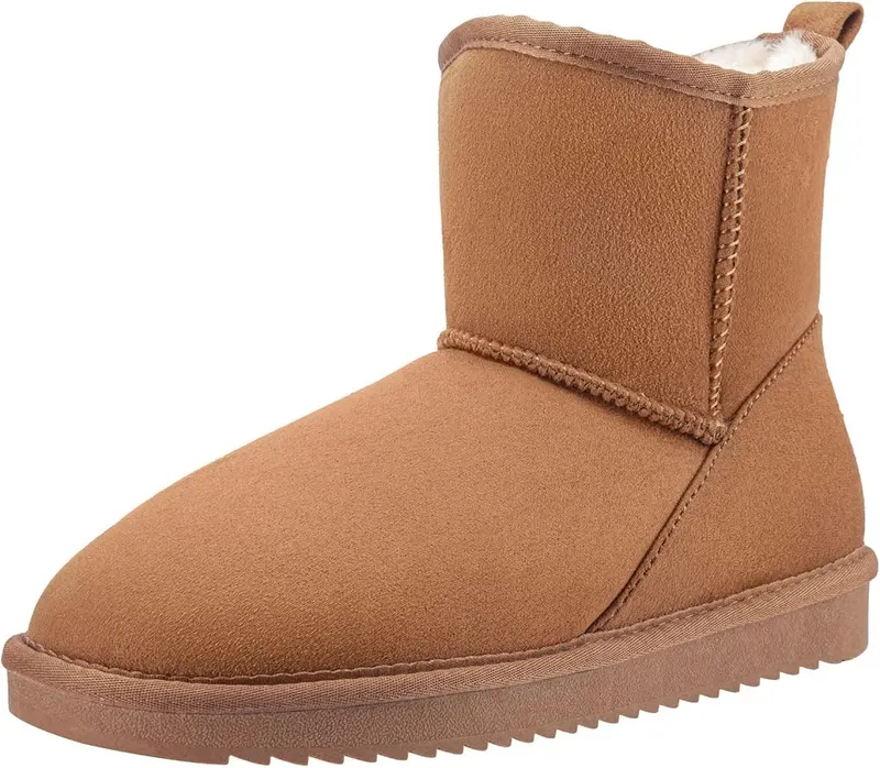 CAMEL CROWN Mens Fur Snow Boots Slip