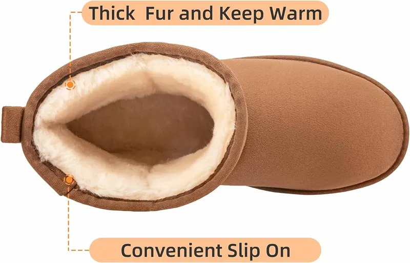 CAMEL CROWN Mens Fur Snow Boots Slip – product photo 2 of 7