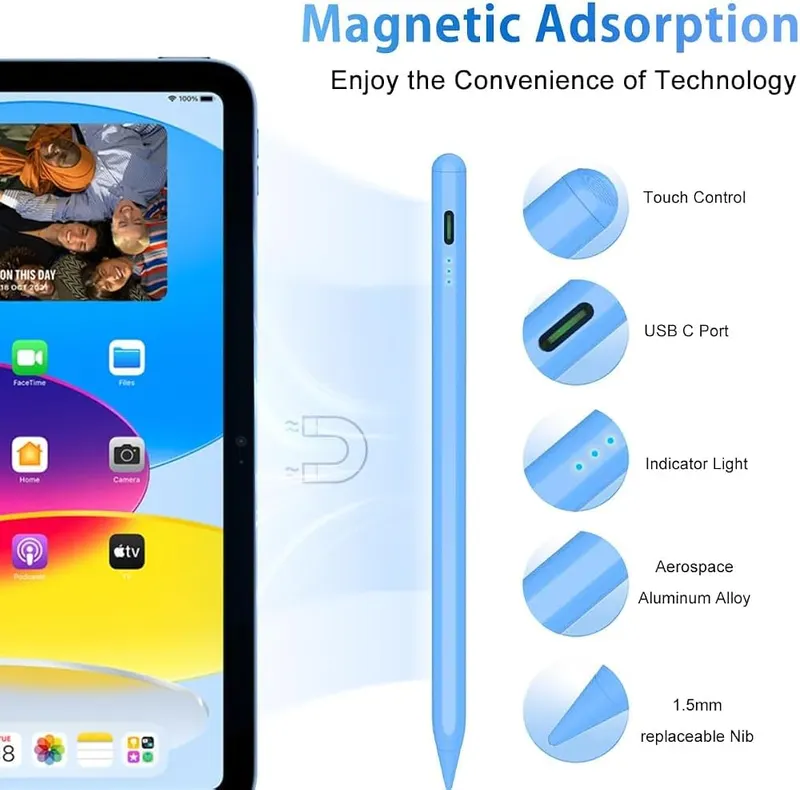 CAMPEXON Pencil for iPad 2018 to 2025 – Palm Rejection & Magnetic Attach
