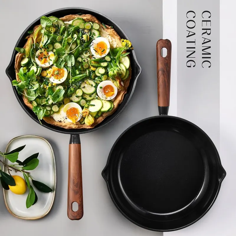 CAROTE 22pcs Ceramic Cookware Set – Silicone Sealed Glass Lid