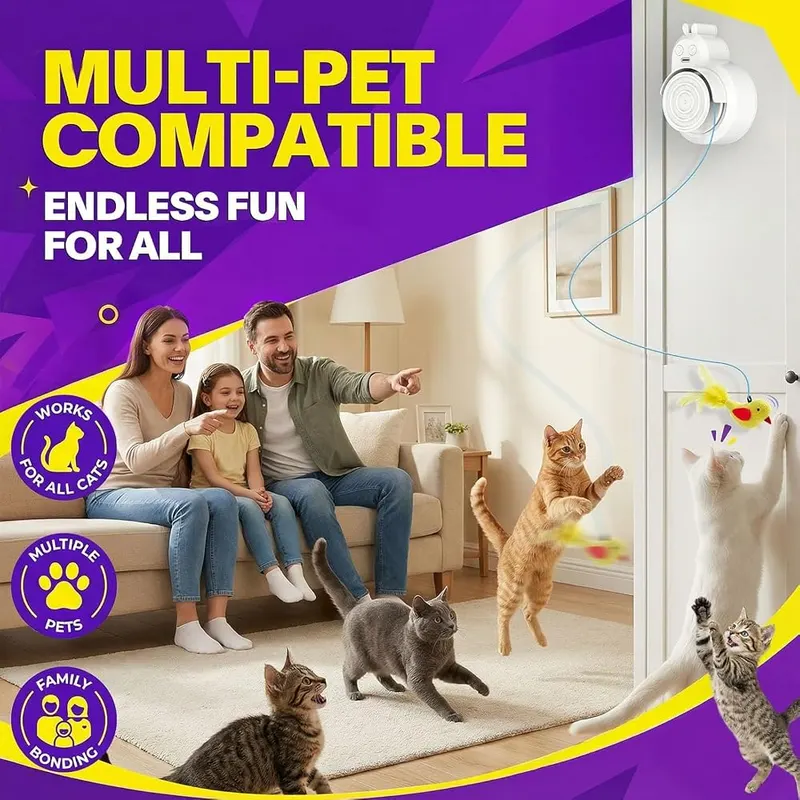 CATPICK Automatic Interactive Cat Toys – Clip, Stick, or Handheld for Flexible Play