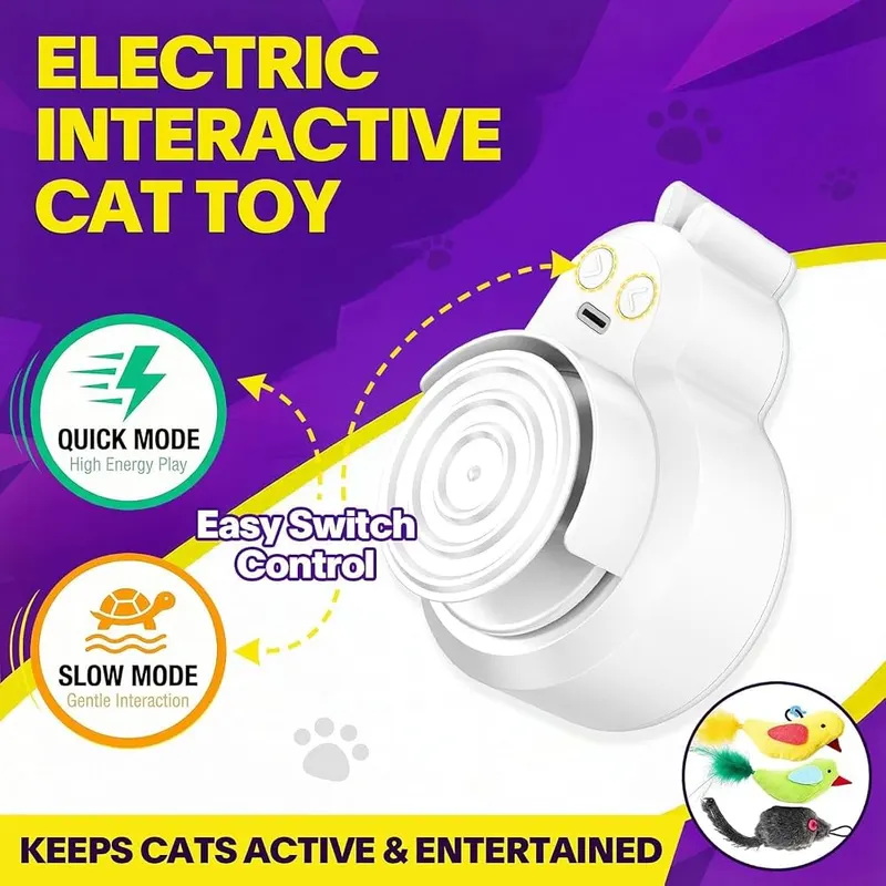CATPICK Automatic Interactive Cat Toys – High/Low Modes + Adjustable Height - With adjustable