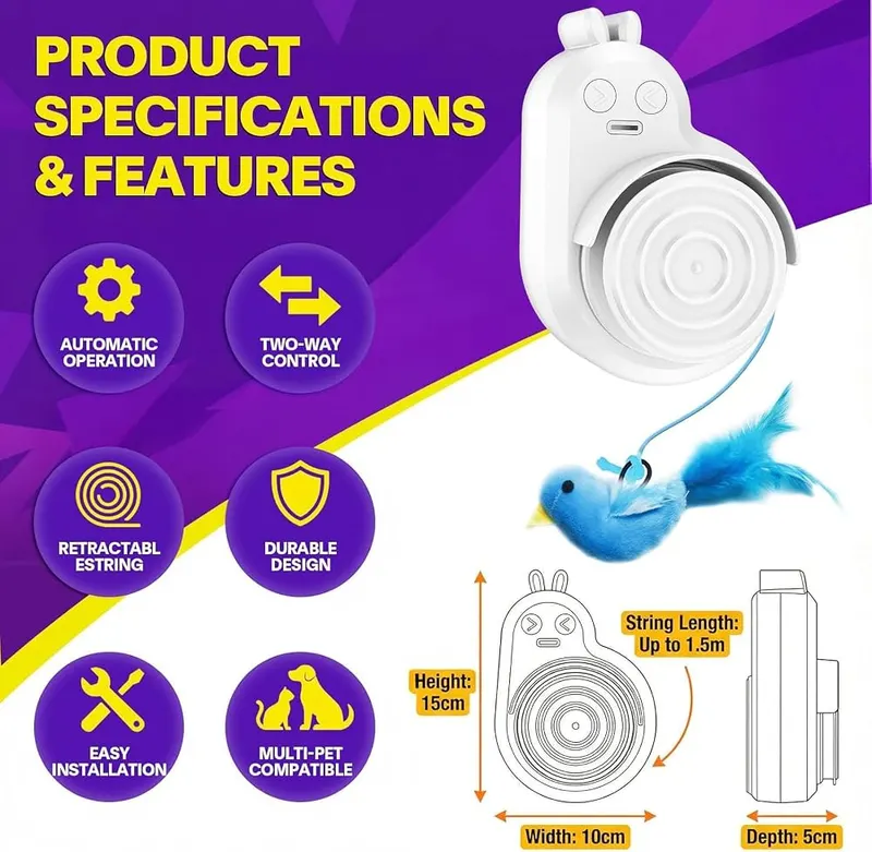CATPICK Automatic Interactive Cat Toys – USB-C Rechargeable & Daily-Ready Design - Built
