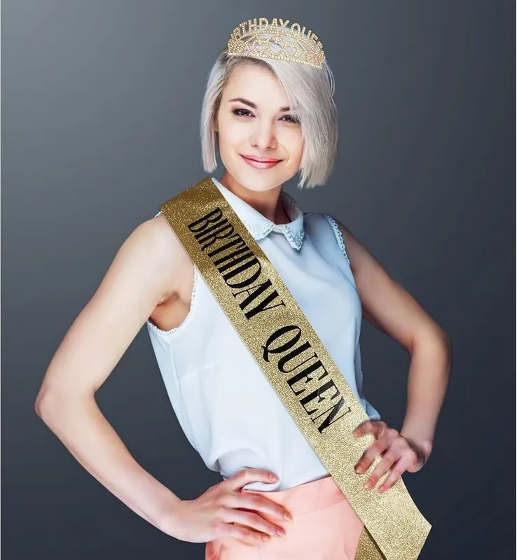 CAVETEE Birthday Queen Tiara and Sash- Birthday – product photo 2 of 6