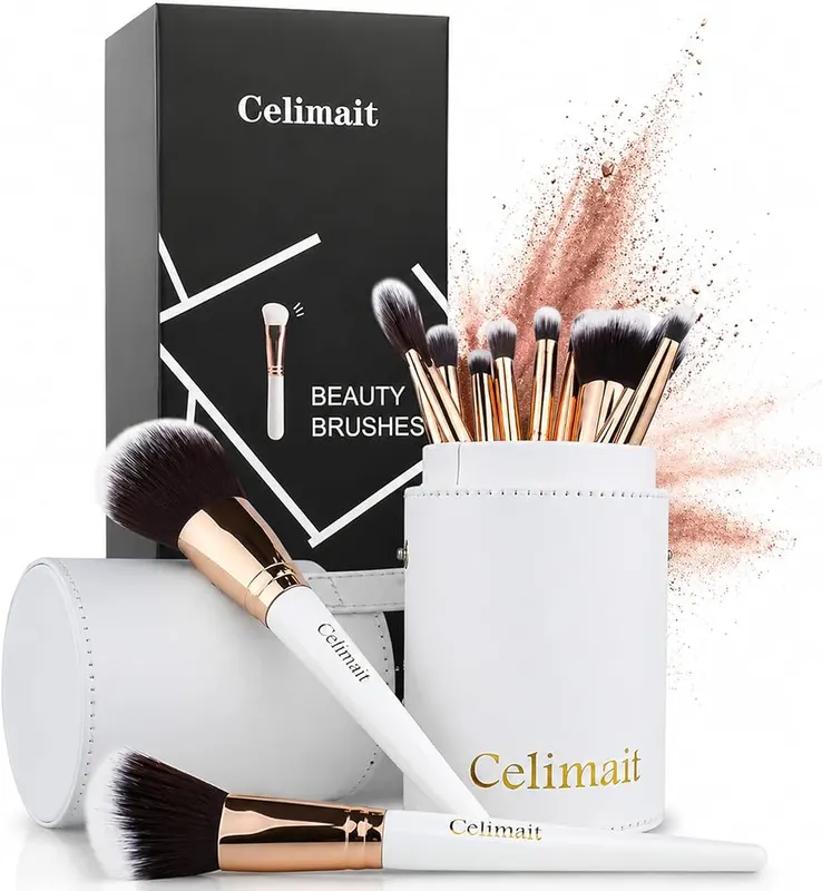 CELIMAIT Makeup Brushes Set Professional & Beginner in Milky White