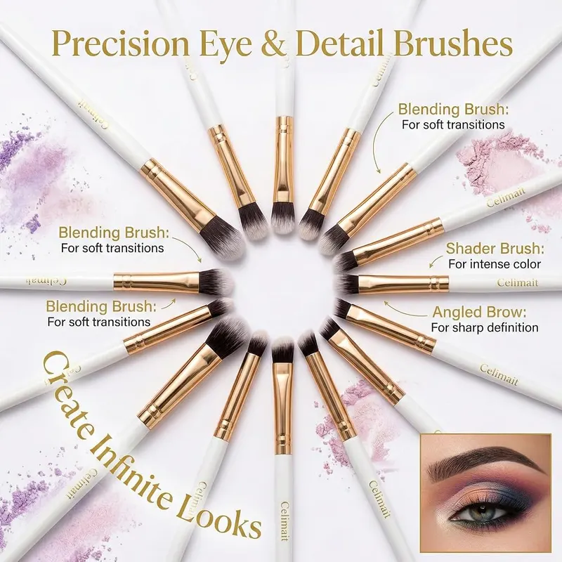 CELIMAIT Makeup Brushes Set Professional & Beginner – Cylindrical holder included