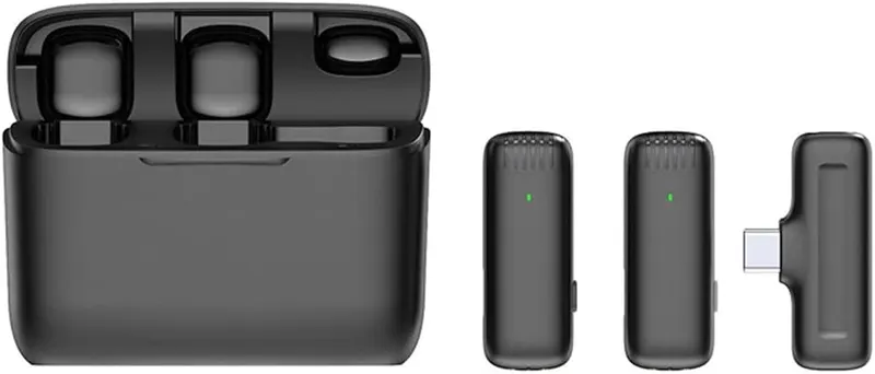 CENGNIAN Wireless Lavalier Microphone Mini Mic Clip in Black