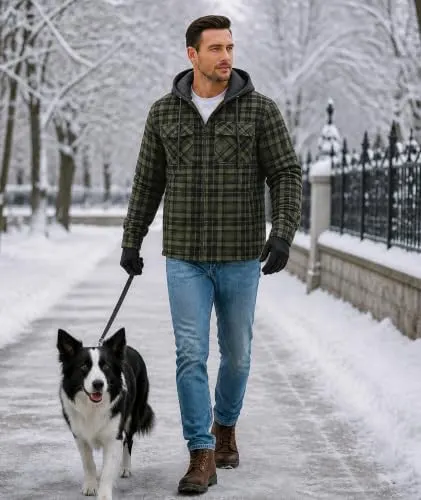 Ceoutdoor Men’s Flannel Jacket Vintage Plaid Zip – Heavyweight winter layer