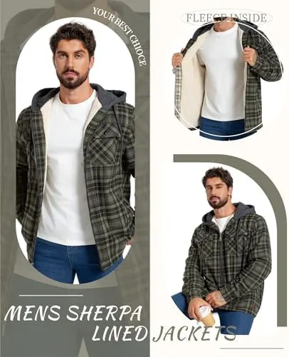 Ceoutdoor Men’s Flannel Jacket Vintage Plaid Zip – Built-in hanging loop