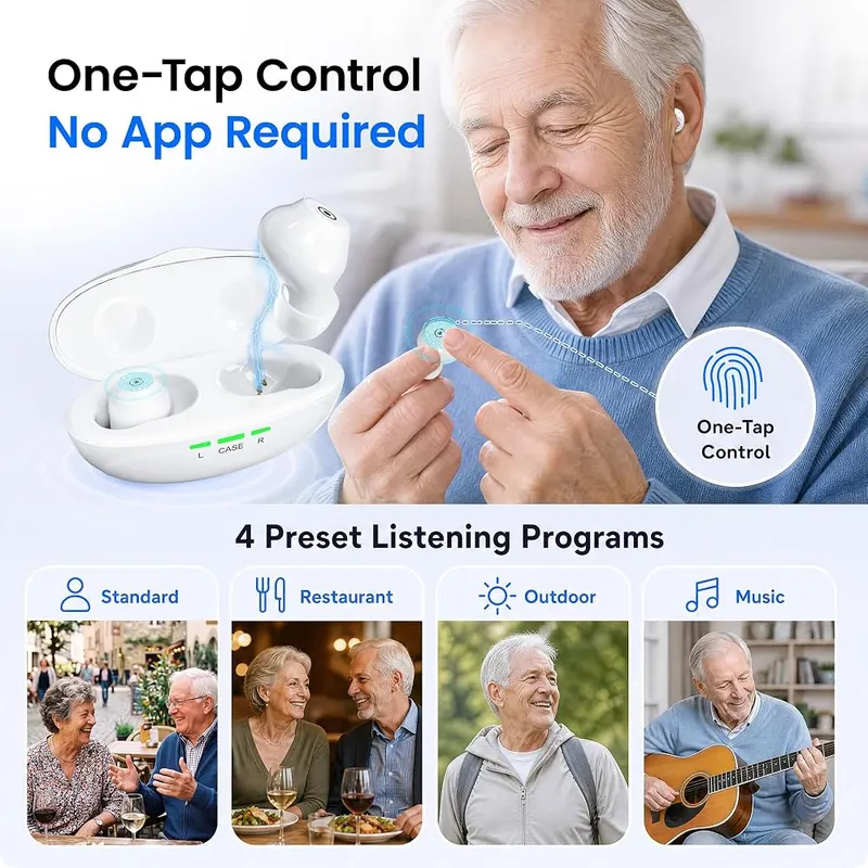 Ceretone ITE Hearing Aids Rechargeable Hearing Aids – Charging case doubles as power bank