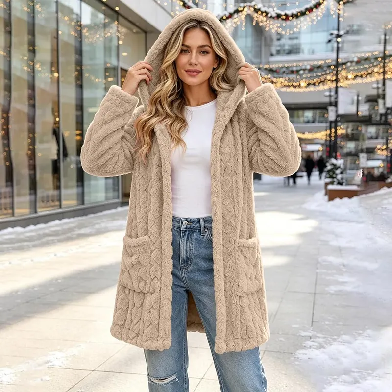 Cethrio Long Fleece Jacket Women Zip Oversized – Flattering longline oversized fit