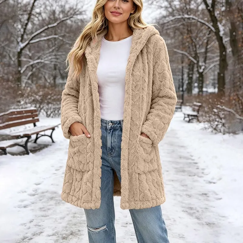 Cethrio Long Fleece Jacket Women Zip Oversized – Easy machine wash care