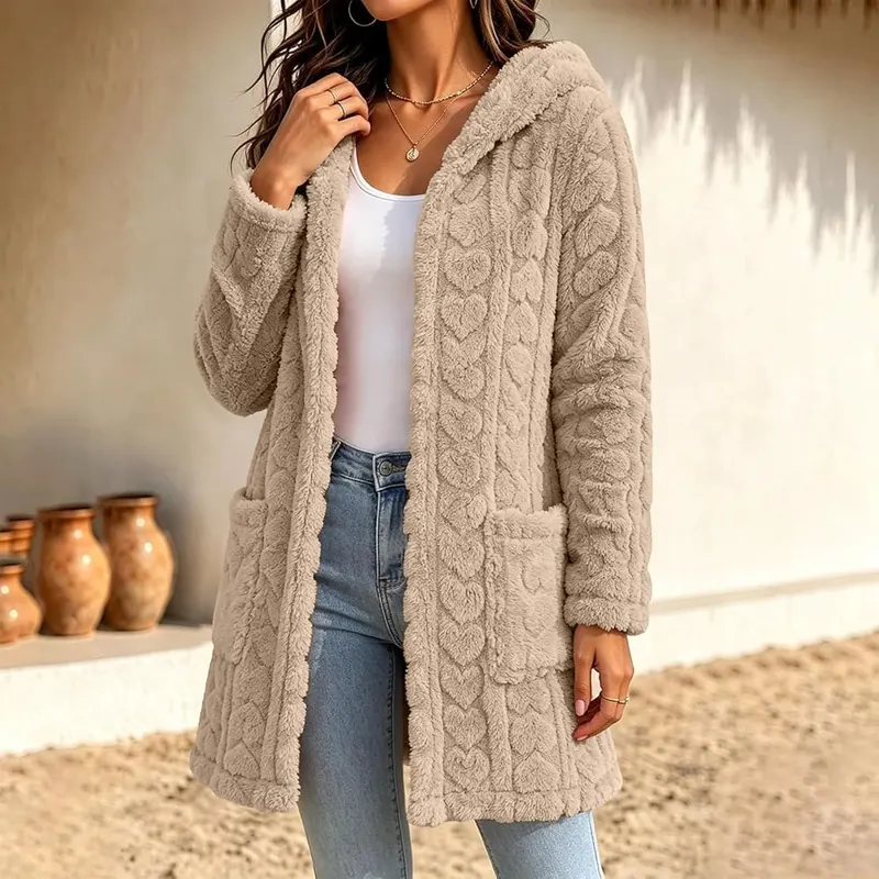 Cethrio Long Fleece Jacket Women Zip Oversized – product photo 8 of 9