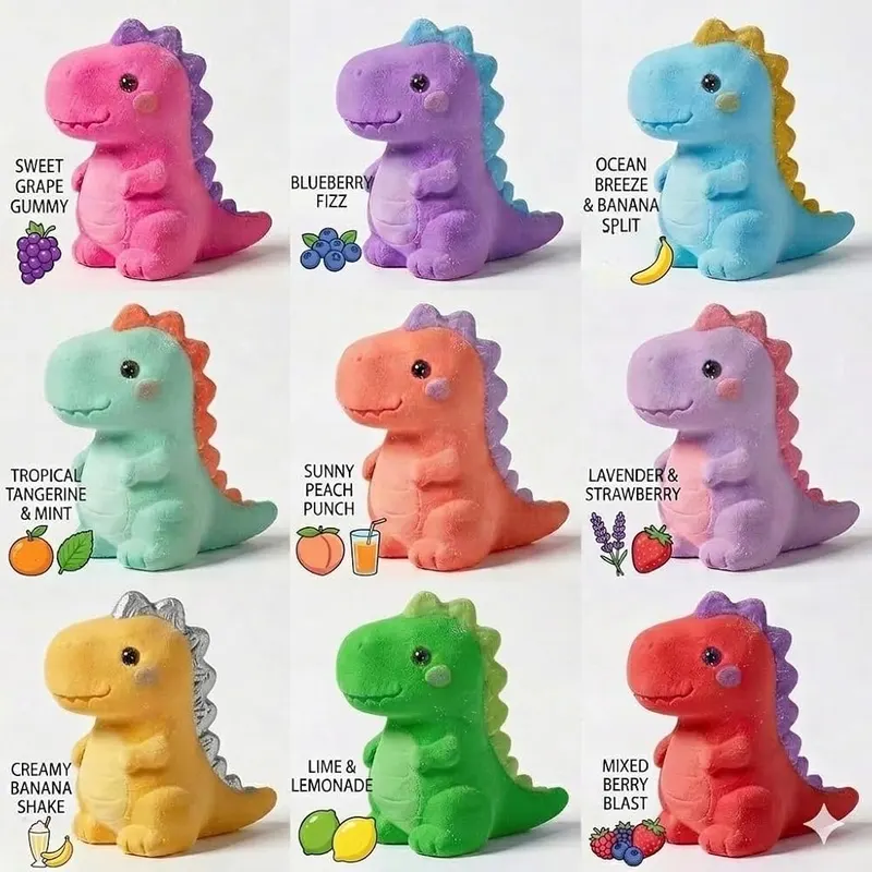 cf natural daily 9 Pack Dinosaur Bath Bombs – Nine dinosaur bath bombs in one set
