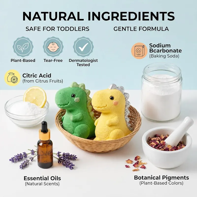 cf natural daily 9 Pack Dinosaur Bath Bombs – Surprise toy hidden in each