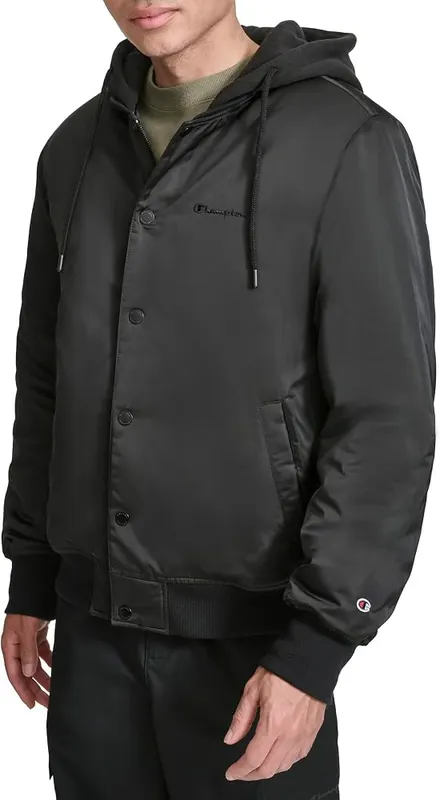 Champion Men’s Hooded Varsity Bomber Jacket – Ample Storage Options