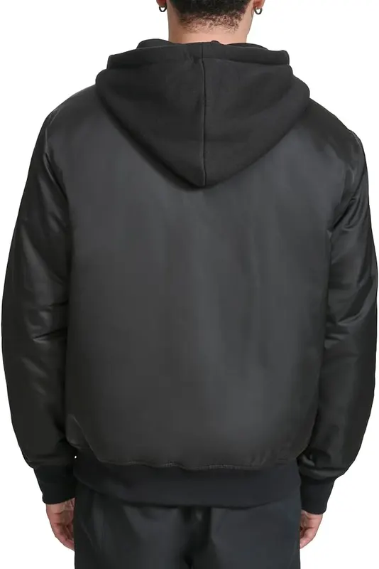 Champion Men’s Hooded Varsity Bomber Jacket – Cozy Quilted Lining