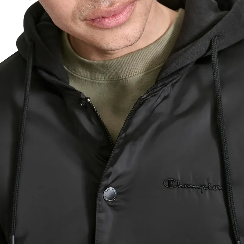 Champion Men’s Hooded Varsity Bomber Jacket – Comfortable Rib Knit Details