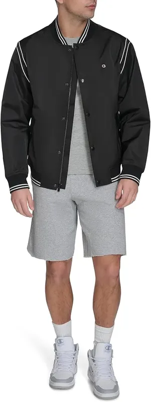 Champion Men’s Lightweight Varsity Bomber Jacket – Convenient Snap Pockets
