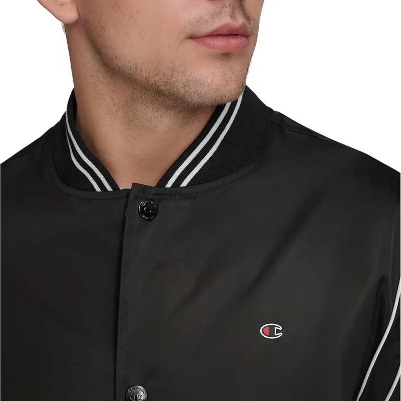 Champion Men’s Lightweight Varsity Bomber Jacket – Sleek Satin Finish