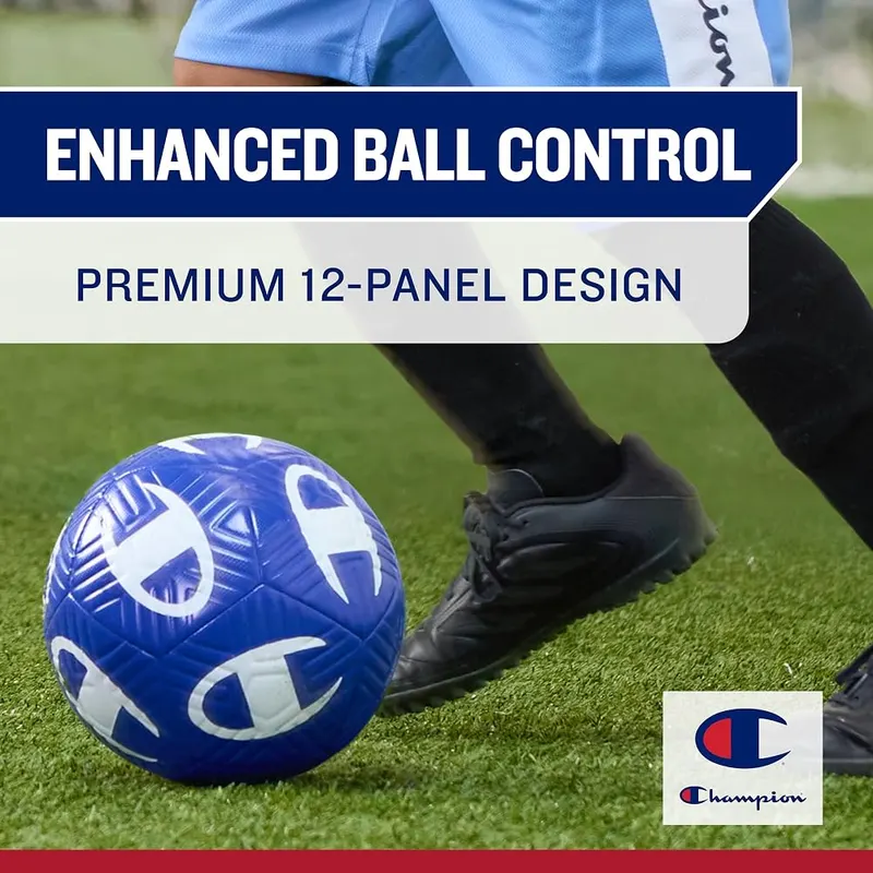 Champion Playmaker Soccer Ball 12-Panel – Pump Included for Instant Play – Ships