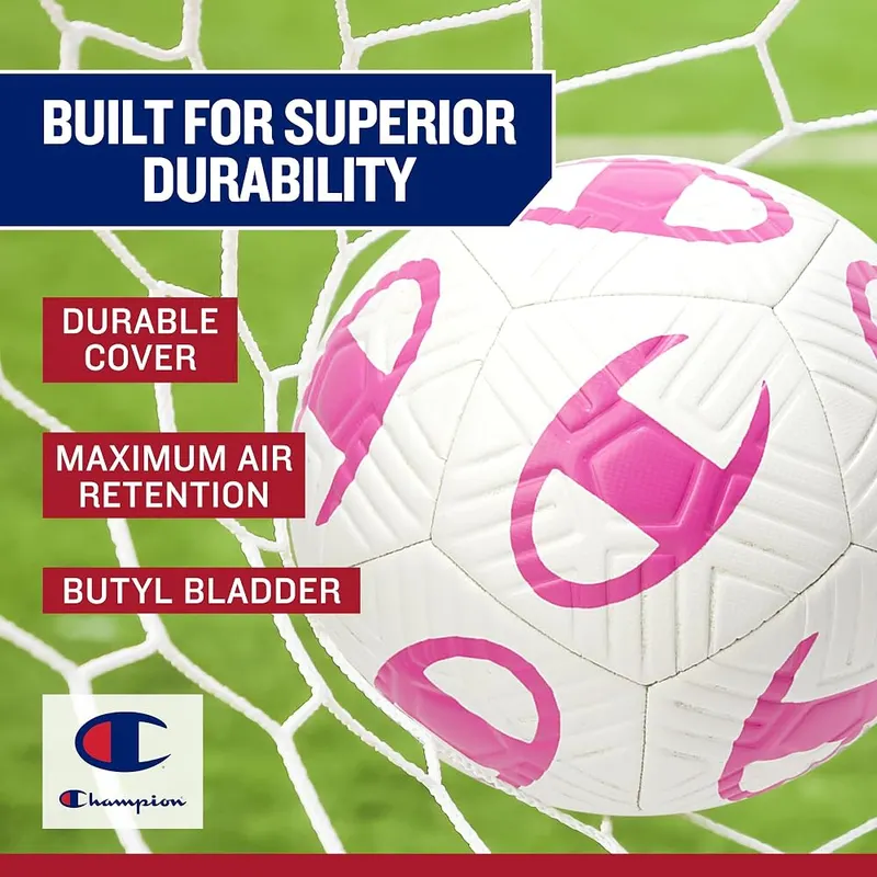 Champion Playmaker Soccer Ball 12-Panel – Pump Included for Instant Play – Ships