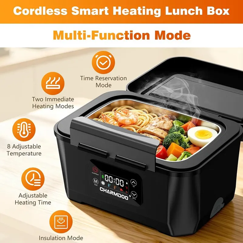 CHARMDOO Cordless Electric Lunch Box – 8 adjustable temperature levels