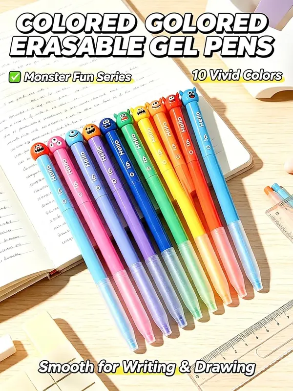 ChayWillow 10 Colors Erasable Gel Pens – Study and planner friendly