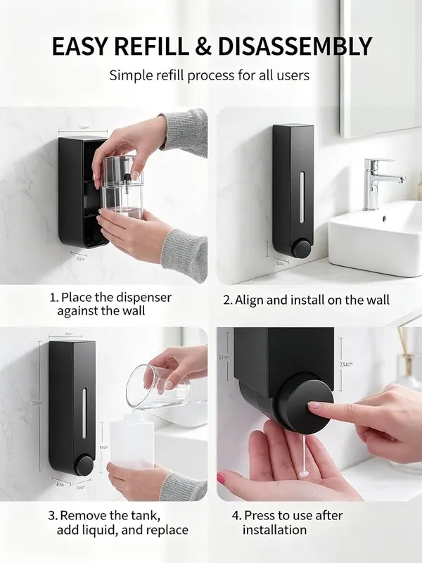 ChayWillow 14.2 OZ Wall Mounted Manual Soap – Visible liquid level window