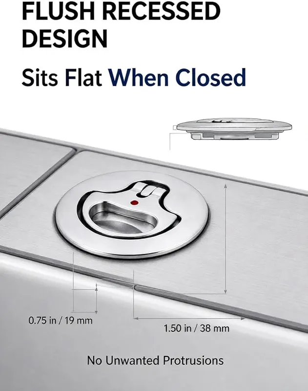 ChayWillow 316 Stainless Steel Flush Mount Hatch – Completely flat recessed pull ring