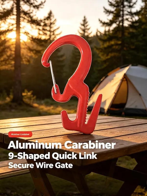 ChayWillow 3Pcs 9 Shape Carabiner Clips Aluminum – Built in rope adjustment teeth