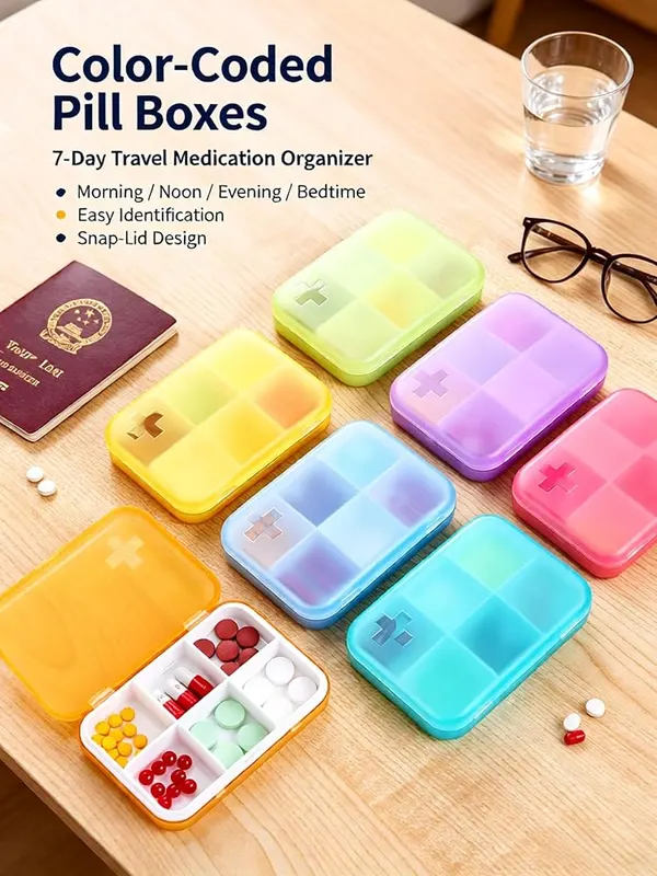 ChayWillow 7-Day Pill Organizer Set – Seven detachable colorful daily cases
